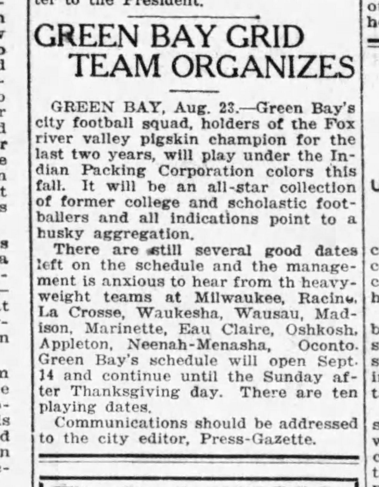 1919 team formation